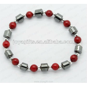 Bracelet en perles de pierres précieuses au coeur en hématite Red